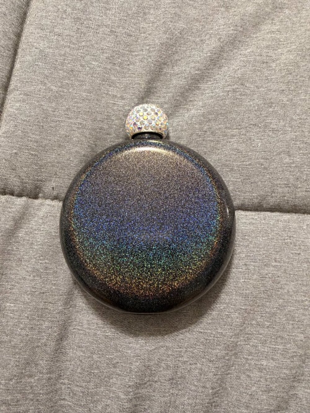 Black Glitter and Rhinestone Cover Mini Flask